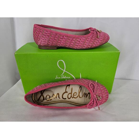 SAM EDELMAN GIRL’S FELICIA PINK WOVEN BALLET FLATS — SIZE 13 • CHIC & COMFY - Picture 4 of 13